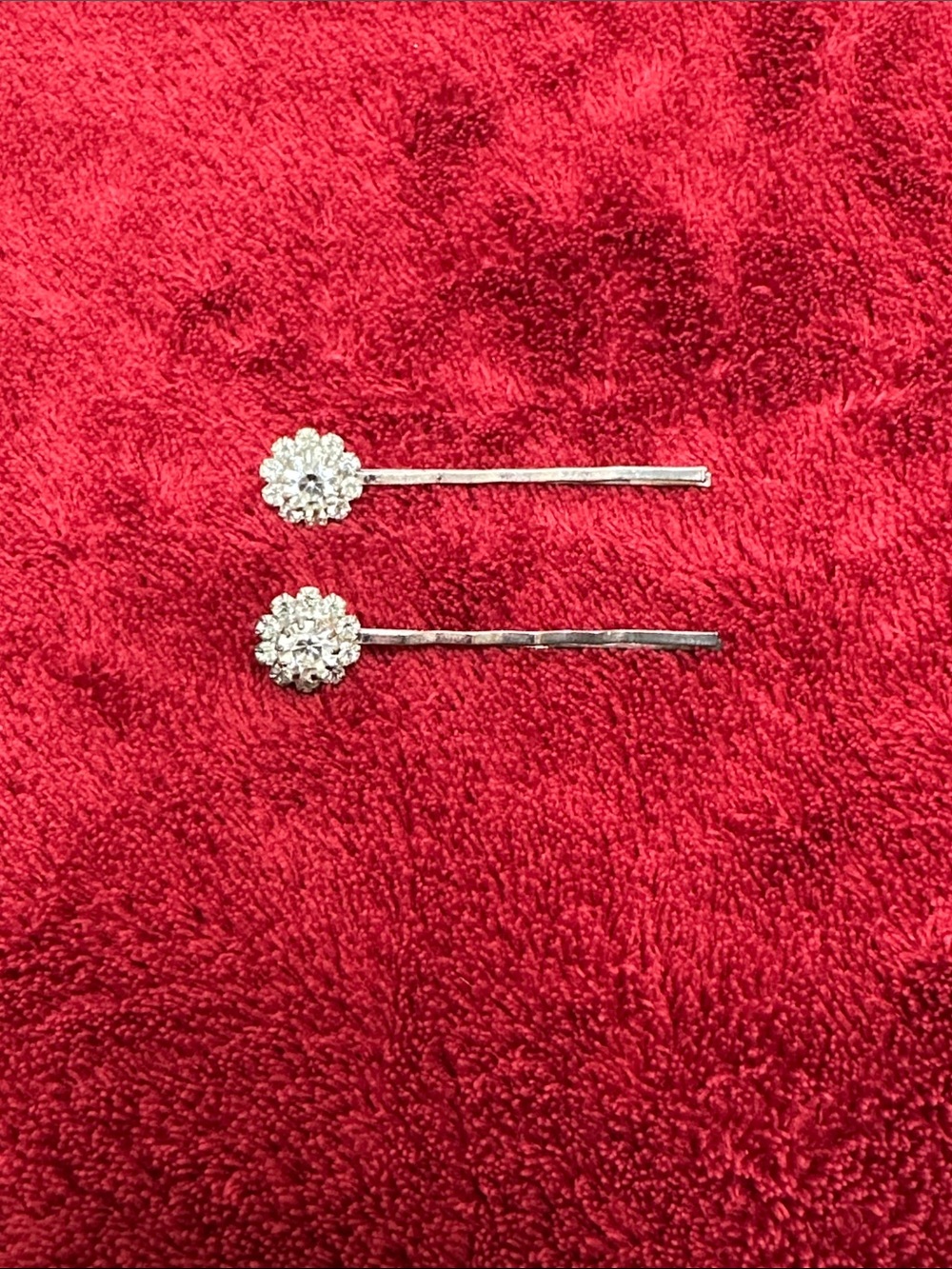 Stanley Silver Rhinestone Flower Bobby Pins - Clear Sparkle